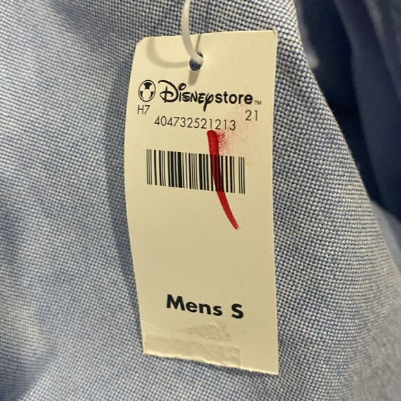 NWT Walt Disney World Blue Embroidered Mickey Button Down Shirt Small 100% cottn - Picture 6 of 7